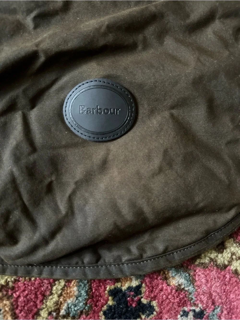 Barbour Olive Green Waxed Dog Coat XL
